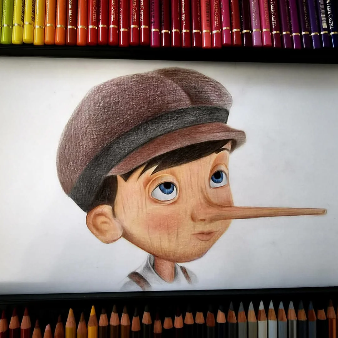 Ilustracja Pinokia kredkami